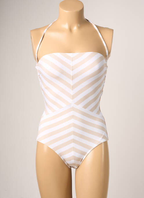 Maillot de bain 1 pièce bretelles élastiquées amovibles haut bandeau beige IODUS femme