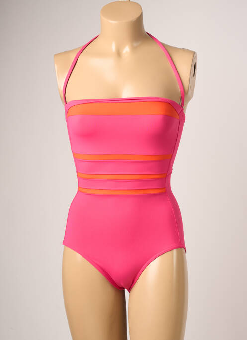 Maillot de bain 1 pièce bretelles élastiquées amovibles rose IODUS femme