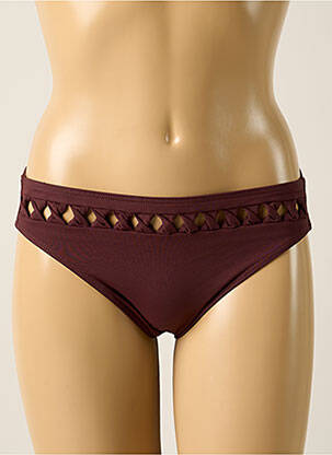 Bas de maillot de bain effet matière satinée culotte marron IODUS femme