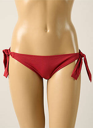 Bas de maillot de bain effet matière satinée bikini rouge IODUS femme