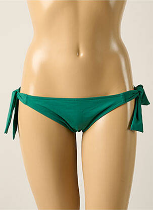 Bas de maillot de bain effet matière satinée bikini vert IODUS femme
