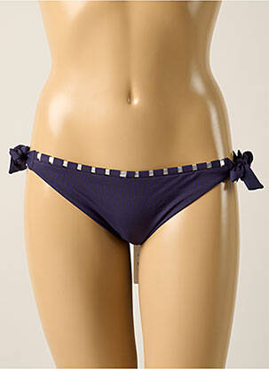 Bas de maillot de bain effet matière satinée bikini bleu IODUS femme