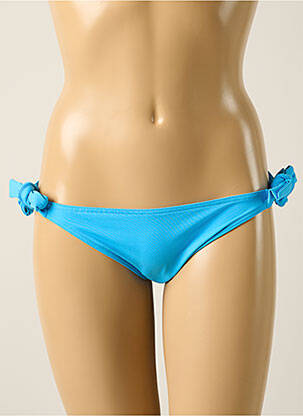 Bas de maillot de bain effet matière satinée bikini bleu IODUS femme