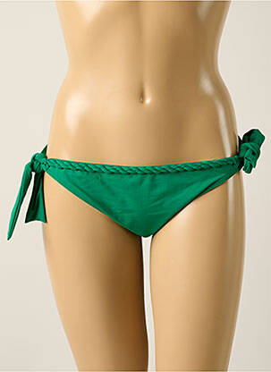 Bas de maillot de bain effet matière satinée bikini vert IODUS femme