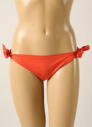 Bas de maillot de bain effet matière satinée bikini orange IODUS femme