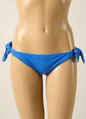 Bas de maillot de bain effet matière satinée bikini bleu IODUS femme