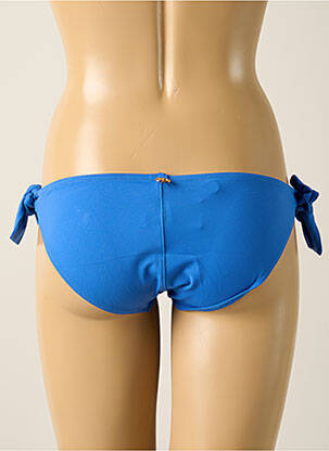 Bas de maillot de bain effet matière satinée bikini bleu IODUS femme