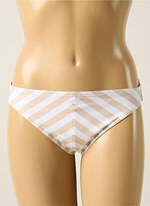 Bas de maillot de bain imprimé rayures culotte beige IODUS femme