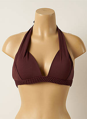 Haut de maillot de bain stretch haut soutien-gorge push-up marron IODUS femme
