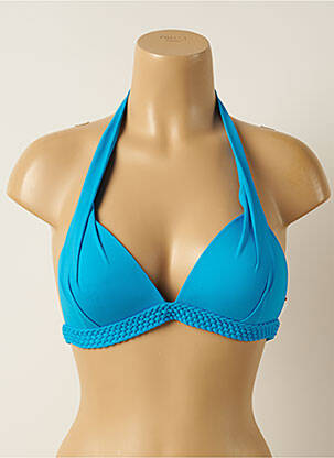 Haut de maillot de bain fermeture liens à nouer haut soutien-gorge push-up bleu IODUS femme