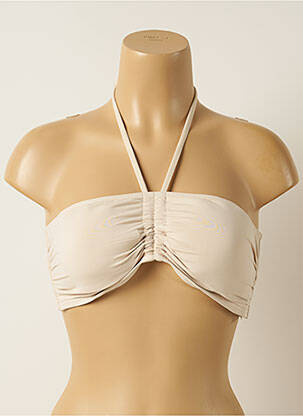 Haut de maillot de bain fermeture liens à nouer haut soutien-gorge balconnet beige IODUS femme