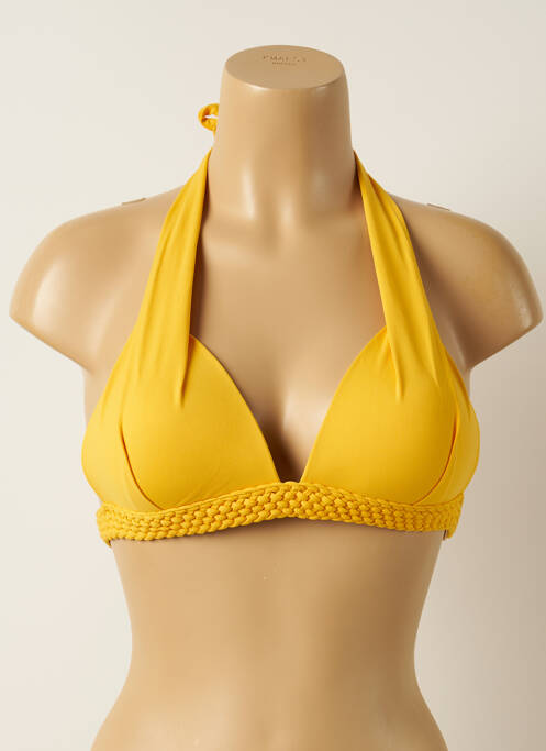 Haut de maillot de bain stretch haut soutien-gorge push-up jaune IODUS femme