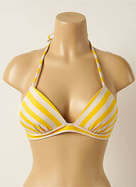 Haut de maillot de bain fermeture liens à nouer haut soutien-gorge push-up jaune IODUS femme