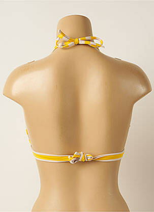 Haut de maillot de bain fermeture liens à nouer haut soutien-gorge push-up jaune IODUS femme