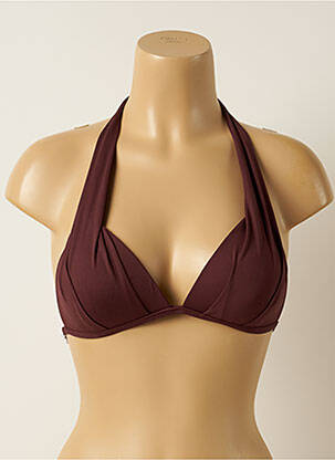 Haut de maillot de bain fermeture liens à nouer haut soutien-gorge push-up marron IODUS femme
