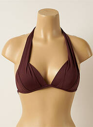 Haut de maillot de bain fermeture liens à nouer haut soutien-gorge push-up marron IODUS femme
