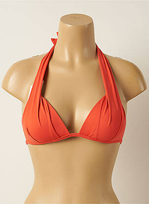 Haut de maillot de bain fermeture liens à nouer haut soutien-gorge push-up orange IODUS femme