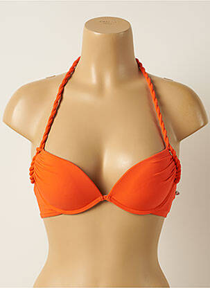 Haut de maillot de bain bretelles élastiquées ajustables haut soutien-gorge push-up orange IODUS femme