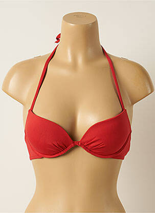 Haut de maillot de bain bretelles élastiquées ajustables haut soutien-gorge push-up rouge IODUS femme