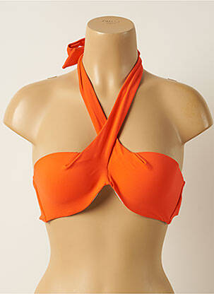 Haut de maillot de bain fermeture liens à nouer haut soutien-gorge push-up orange IODUS femme