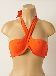 Haut de maillot de bain fermeture liens à nouer haut soutien-gorge push-up orange IODUS femme