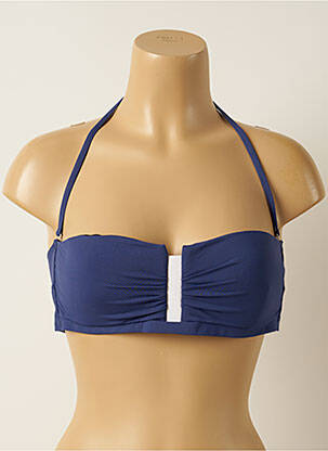 Haut de maillot de bain fermeture liens à nouer haut bandeau bleu IODUS femme