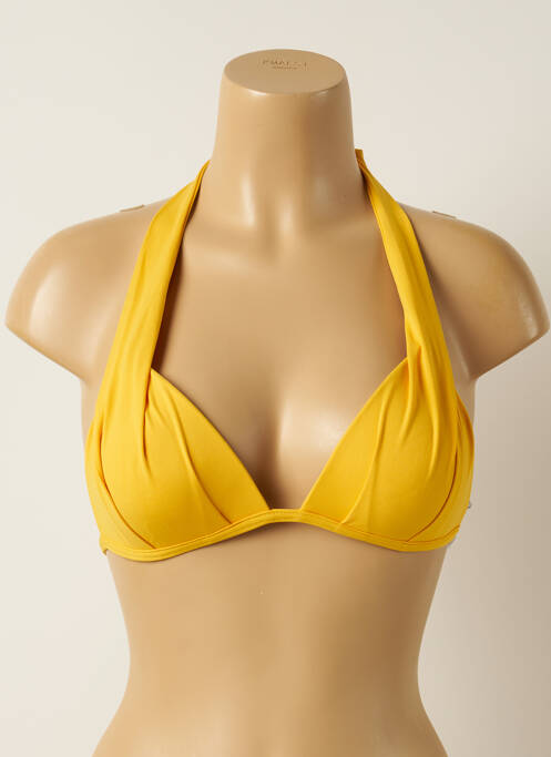 Haut de maillot de bain fermeture liens à nouer haut soutien-gorge push-up jaune IODUS femme