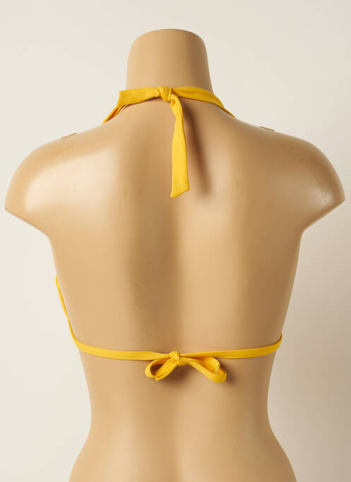 Haut de maillot de bain fermeture liens à nouer haut soutien-gorge push-up jaune IODUS femme