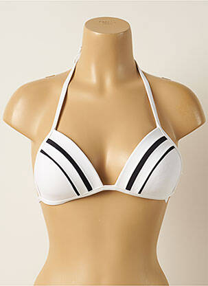 Haut de maillot de bain fermeture liens à nouer haut soutien-gorge push-up blanc IODUS femme