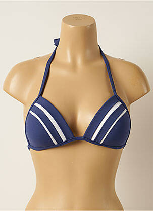 Haut de maillot de bain fermeture liens à nouer haut soutien-gorge push-up bleu IODUS femme
