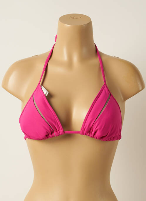Haut de maillot de bain fermeture liens à nouer haut triangles rose IODUS femme