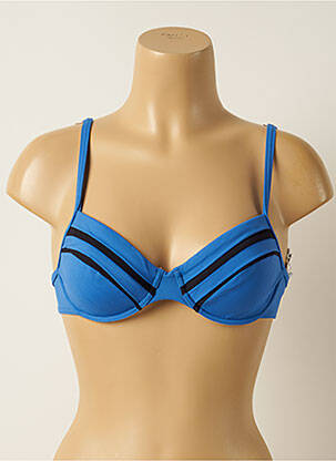 Haut de maillot de bain bretelles élastiquées ajustables haut soutien-gorge balconnet bleu IODUS femme