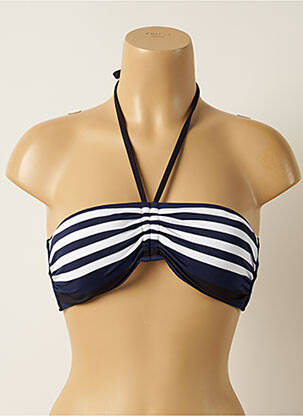 Haut de maillot de bain fermeture liens à nouer haut bandeau bleu IODUS femme