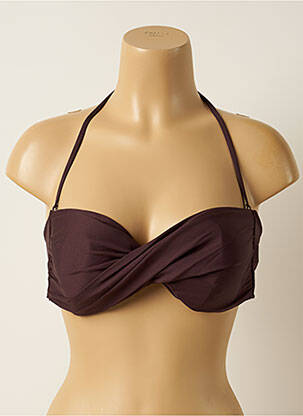 Haut de maillot de bain fermeture liens à nouer haut bandeau marron IODUS femme