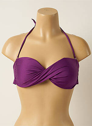 Haut de maillot de bain fermeture liens à nouer haut bandeau violet IODUS femme