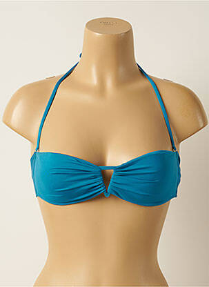 Haut de maillot de bain fermeture liens à nouer haut bandeau bleu IODUS femme