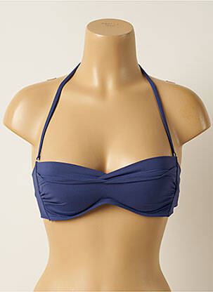Haut de maillot de bain fermeture liens à nouer haut soutien-gorge balconnet bleu IODUS femme