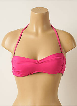Haut de maillot de bain fermeture liens à nouer haut bandeau rose IODUS femme