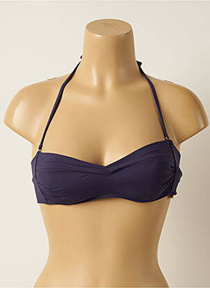 Haut de maillot de bain fermeture liens à nouer haut bandeau bleu IODUS femme