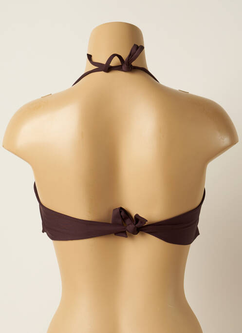 Haut de maillot de bain fermeture liens à nouer haut bandeau marron IODUS femme