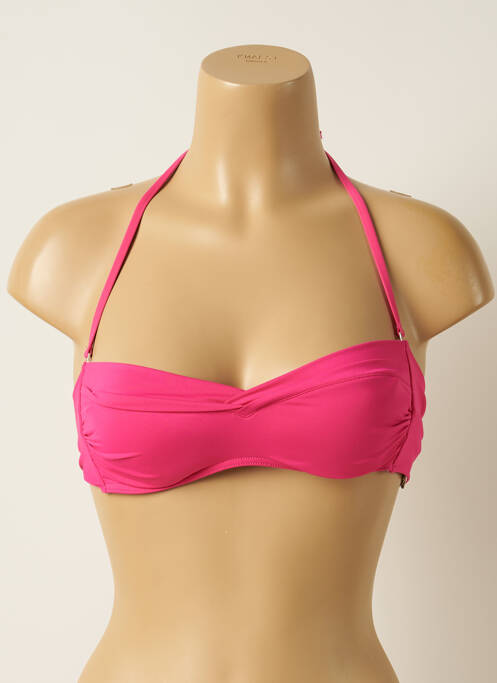 Haut de maillot de bain fermeture liens à nouer haut bandeau rose IODUS femme