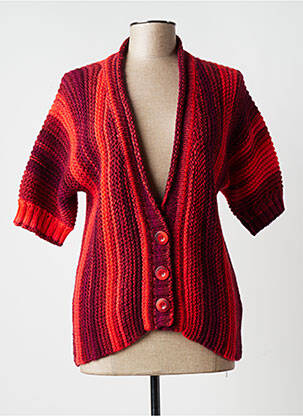 Gilet manches courtes resserrée sur le bas rouge FINETTE femme