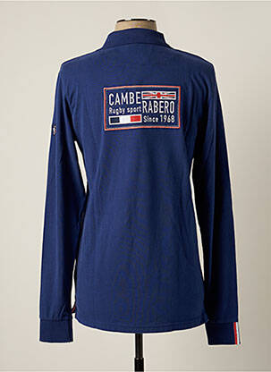 Polo broderie motifs brodés manches longues bleu CAMBERABERO homme