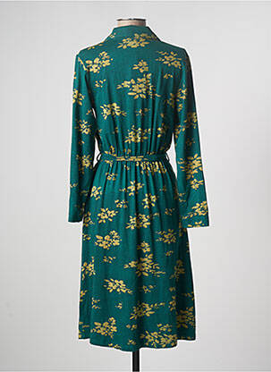 Robe mi-longue imprimé fantaisie manches longues vert PRETTY VACANT femme