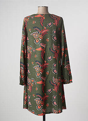 Robe mi-longue imprimé fleurs manches longues vert LA FIANCÉE femme