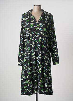 Robe mi-longue imprimé fleurs manches longues noir PRETTY VACANT femme
