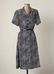 Robe mi-longue tissage crêpe manches courtes bleu GRIFFON femme