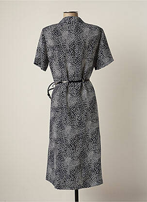 Robe mi-longue tissage crêpe manches courtes bleu GRIFFON femme