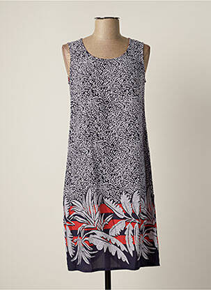Robe mi-longue imprimé fantaisie sans manche bleu MASSANA femme
