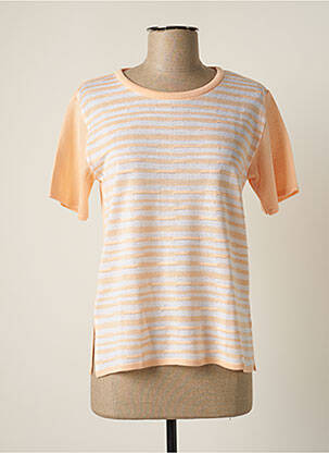 Pull col rond manches courtes orange ELEANE femme